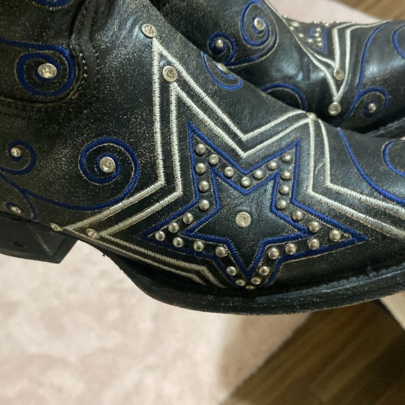 Boots Black and Blue Heeled Boots - Picture 11 of 13